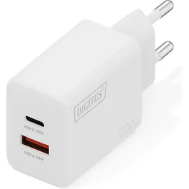 Digitus USB Charger 1x USB-C 1x USB-A Weiß