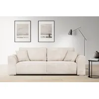3-Sitzer INOSIGN "BEATRICE optionale Schlafsofa mit Bettkasten, B/T/H 250/107/92 cm", beige (creme), B:250cm H:92cm T:107cm, 100% Polyester, Sofas, wahlweise mit Bettfunktion, incl. 2 Zierkissen, Wellenfederung