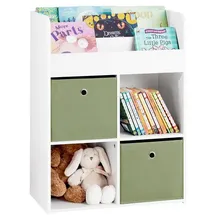 SoBuy Kinderregal KMB79 2 Stoffboxen MDF weiß