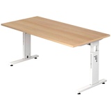 HAMMERBACHER höhenverstellbarer Schreibtisch eiche rechteckig, C-Fuß-Gestell weiß 160,0 x 80,0 cm