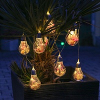 LED Lichterkette 10 Gl√ohbirnen mit Trockenblumen - L: 1,8m - Batterieriebetrieb - Timer - f√or Au√üen