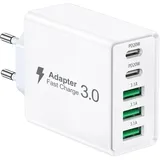 USB C Ladegerät, 5-Port USBC Netzteil Adapter Mehrfach für iPhone16 15 14 13 12 11 Pro Max SE 2020 XS XR X 8 7 6 Plus, Samsung, Schnellladegerät Handy Stecker Charger Ladestecker Ladeadapter