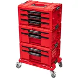 QBRICK System Pro Drawer Workshop Set 3 red Ultra Hd Custom - 2x Drawer 2 Toolbox + 1x Drawer 3 Toolbox + Rollbrett -