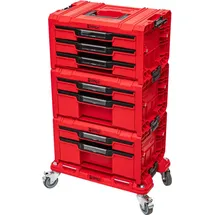 QBRICK System Pro Drawer Workshop Set 3 red Ultra Hd Custom - 2x Drawer 2 Toolbox + 1x Drawer 3 Toolbox + Rollbrett -
