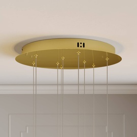 LUCANDE LED-Hängelampe Hayley, 9-flammig, goldfarben, Glas