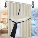 Mewkew Verdunkelungs Thermo Vorhang Gardine mit Ösen Thermo Blickdicht stark Abdunkelnd Vorhang Gardinen für Fenster und Tür Thermo Isolierend Schlafzimmer Türvorhänge, 1 PCS B102xH244cm
