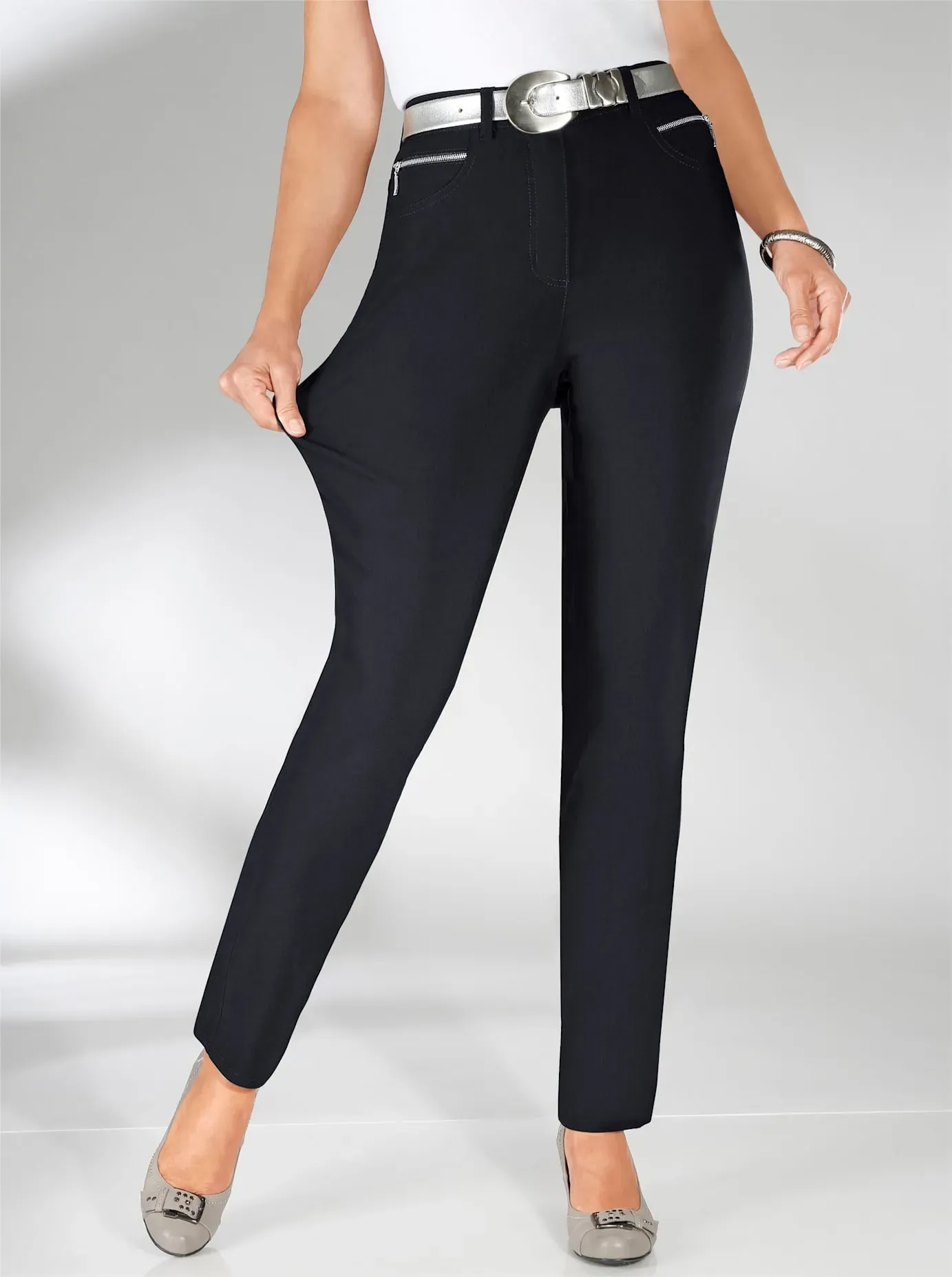 Stretch-Hose STEHMANN, Damen, Gr. 72, Langgrößen, schwarz, 72% Viskose, 25% Polyamid, 3% Elasthan, unifarben, lang, Hosen