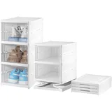 ARATERVIO Stapelbare Schuhkartons Schuhaufbewahrungs-Organizer – Integrierter Schuhschrank faltbar & tragbar, transparente Stiefel- & Schuhboxen, 60 Sekunden Montage (3er)
