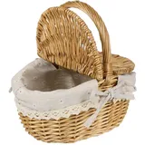Toddmomy 1Pcs Wicker Picknickkorb Mit Liner Mehrzweck Leerer Picknickkörbe Mit Deckel Vintage Picknickkorb Für Obst Wein Versammlung Hochzeit Picknick