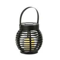 MARELIDA LED Solar Laterne mit LED Kerze Rattan Korboptik