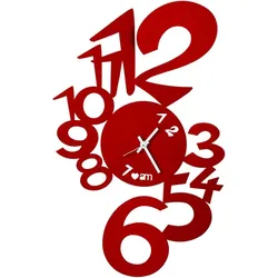 Lupine-Wanduhr, modernes Design, Rot – hergestellt in Italien, Stahl, Ø 50 cm, minimalistischer Stil für Wohnzimmer, Küche, Büro – Kunst und Handwerk