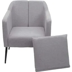 Mendler Lounge-Sessel HWC-H93a, Sessel Cocktailsessel Relaxsessel ~ Stoff/Textil hellgrau