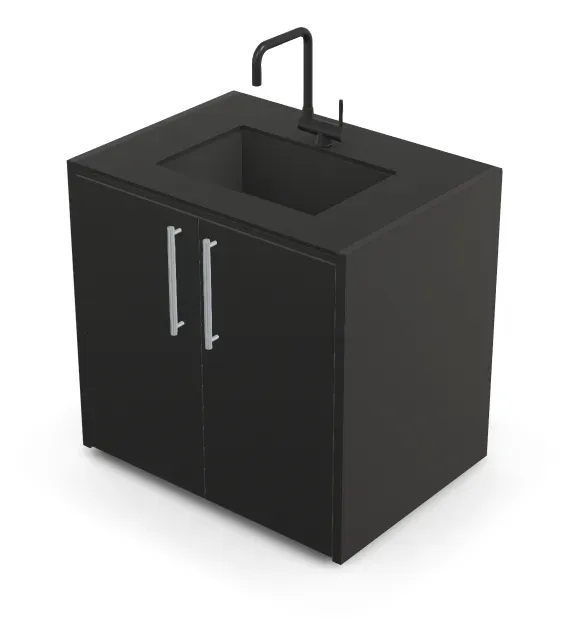 Brabura CT 90 Waschbeckenmodul - Nero Zimbabwe / Anthrazit / Silberner Griff