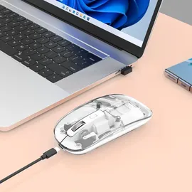 Manhattan Funkmaus USB-A 4Tasten RGB LED weiß transparent