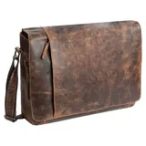 GREENLAND Montana Umhängetasche Leder 40 cm Laptopfach Greenland braun