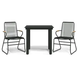 vidaXL 3-tlg. Garten-Essgruppe Schwarz PVC Rattan