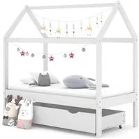 vidaXL Kinderbett mit Schublade 70 x 140 cm Kiefer massiv weiß