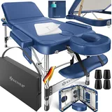Kesser KESSER® Mobile Massageliege klappbar & höhenverstellbar 3 Zonen Massagebett Massagetisch Kosmetikliege Breit Therapieliege Aluminium + 10x Gesichtsauflage mit Kopfstütze Armlehnen & Tasche