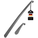 bremermann Schuhlöffel Schuhanzieher 2er Set, 16 und 58 cm, aus Metall grau lackiert