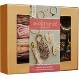 Frech Makramee-Schmuckset „with Love“ (Rosé/Natur): Anleitung und Material für 5 Makramee Schmuckstücke. Mit Makramee-Drahtbürste und Knüpfboard.