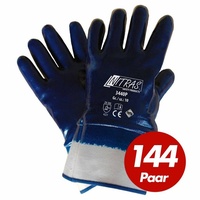 Nitras Nitril-Handschuhe Nitras Nitrilhandschuh Premium 3440P vollbeschichtet - VPE 144 Paar (Spar-Set) blau