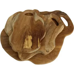 HSM Collection Holztablett Teakholz natur, 36x38x2 cm