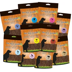 Schecker Kausnack - PUR Plus Streifen Testpaket 10 versch. Sorten Futter 10x100 g