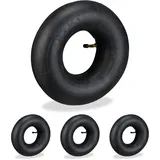 Relaxdays Schlauch 3.50-4, 4er Set, Ersatzschlauch, Schubkarre & Bollerwagen, Innenschlauch, Autoventil, Gummi, schwarz
