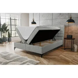 venasi ROMA Boxspringbett 140x200 mit 2 Bettkästen und TOPPER H2/H3 Matratze GRAU Aragon 83 - Grau