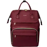 LOVEVOOK Rucksack Damen mit 15,6 Zoll Laptopfach, Business Rucksäcke Rechteckig, Wasserdichte Stylischer Schulrucksack Tasche Daypack Reischerucksack Uni, Weinrot