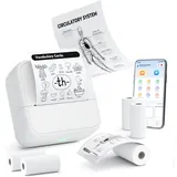 MidingChai Etikettendrucker, Mini Drucker für Smartphone und Tablets, etikettendrucker selbstklebend, Tragbarer Thermodrucker mit 5 Rollen Aufklebern, für Lernen, Etiketten, Fotos, to-do-Listen