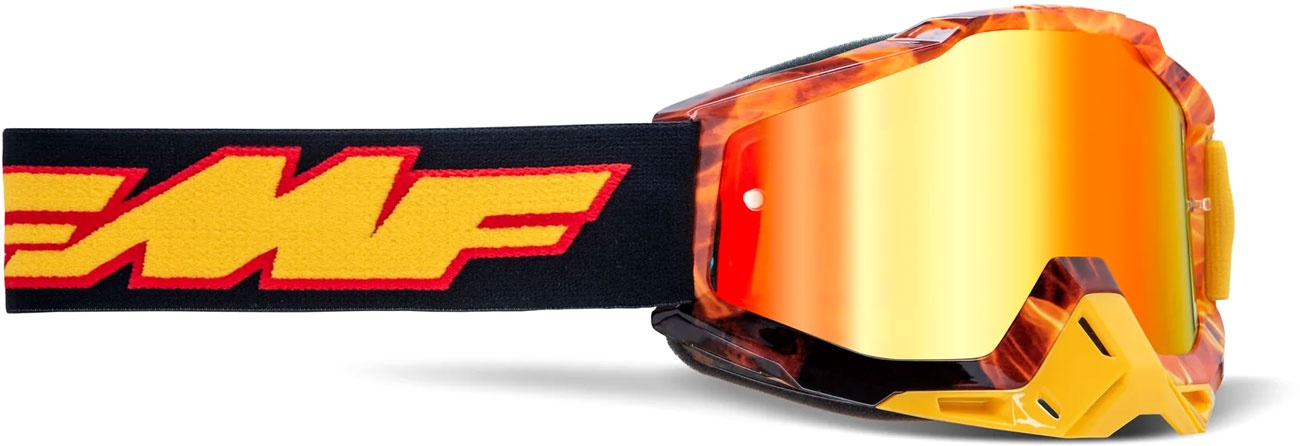 FMF Goggles PowerBomb Spark, lunettes de soleil miroir - Orange/Rouge/Noir Rouge Réfléchissant