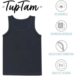 TupTam Unterhemd TUPTAM "Unterhemd Kinder Jungen Unterhemd Ärmellos 5er Pack", Mädchen, Gr. 164, N-Gr, schwarz (dunkelblau anthrazit indigo blau grau), Obermaterial: 95% Baumwolle CO. 5% Elasthan EL., Unterhemden Unterhemd