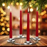 BRUBAKER Kerzenhalter für 4 Kerzen - 22 cm Adventskranz Adventsring für Stabkerzen mit 2,2 cm Durchmesser - Adventskerzenhalter Ring - Kerzenständer aus Metall für Adventskranz - Silber