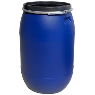 Sterk Plast plasteo® 220 Liter Weithalsfass mit Deckel und Spannring, Lebensmittelecht und BPA