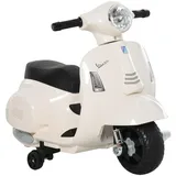 Homcom Elektrisches Kindermofa im Vespa Elektromotorrad Kindermotorrad Elektrofahrzeuge 3 km/h LED-Licht Sound PP-kunststoff Metall Weiß B/H/L: ca. 38x52x66.5 cm