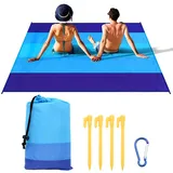 Kujinova Picknickdecke, Strandmatte Wasserdicht, Picknickdecke Wasserdicht, 210 X 200 cm wasserdichte Decke, Farbverlauf Blau, für Strand, Camping, Picknick Und Outdooraktivitäten