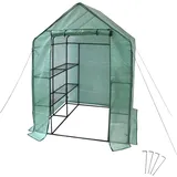 NATIV Foliengewächshaus mit 4 Ablagefächern, Tomatenhaus 143 x 143 cm, 195 cm hoch