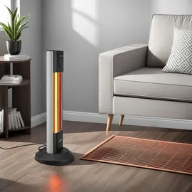 Tectake Infrarotheizstrahler, 3 Leistungsstufen 500, 1000 und 1500 W, Aluminiumgehäuse, 29 x 29 x 76,5 cm, CE, Freizeit, Heizen & Kühlen, Heizstrahler