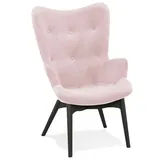 KADIMA DESIGN Ohrensessel Loungestuhl Rosa Samt Holz | Skandinavischer Stil | Gr.: onesize