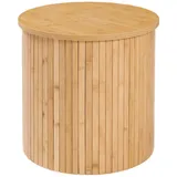 [en.casa] Beistelltisch Ledepid Nachttisch Sofatisch 40 x Ø40 cm Wohnzimmertisch Tischplatte mit dezentem Überstand Kaffeetisch rund Bambus Natur