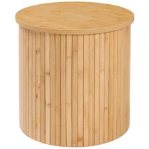 [en.casa] Beistelltisch Ledepid Nachttisch Sofatisch 40 x Ø40 cm Wohnzimmertisch Tischplatte mit dezentem Überstand Kaffeetisch rund Bambus Natur