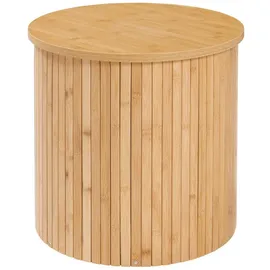 [en.casa] Beistelltisch Ledepid Nachttisch Sofatisch 40 x Ø40 cm Wohnzimmertisch Tischplatte mit dezentem Überstand Kaffeetisch rund Bambus Natur
