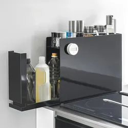 Yamazaki Gewürzregal Küchenregal Metall schwarz 50x36x12cm mit Auszug