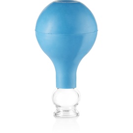 PULOX Schröpfglas aus Echtglas inkl. Saugball in Blau, 25 mm