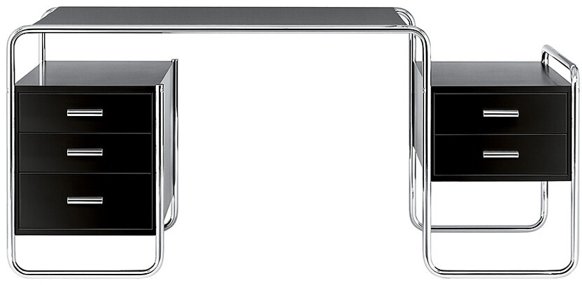 Thonet Schreibtisch S285 schwarz, Designer Marcel Breuer, 73x164x77 cm