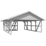 SKANHOLZ Skan Holz Carport Schwarzwald m. Dachschalung u. Abstellr. A 684 x 772 cm Weiß