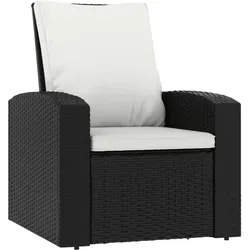 vidaXL Gartensessel Verstellbar mit Kissen Schwarz Poly Rattan