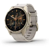 Garmin fenix 8 AMOLED 43 mm sapphire, nebelgrau / softgold mit QuickFit-Leder-Armband 20 mm 