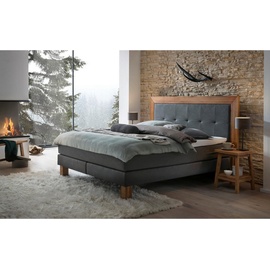 Hasena Boxspringbett 140-180 cm Braun / Dunkelgrau, Liegefläche:180 x 200 cm, Topper:Base-Topper